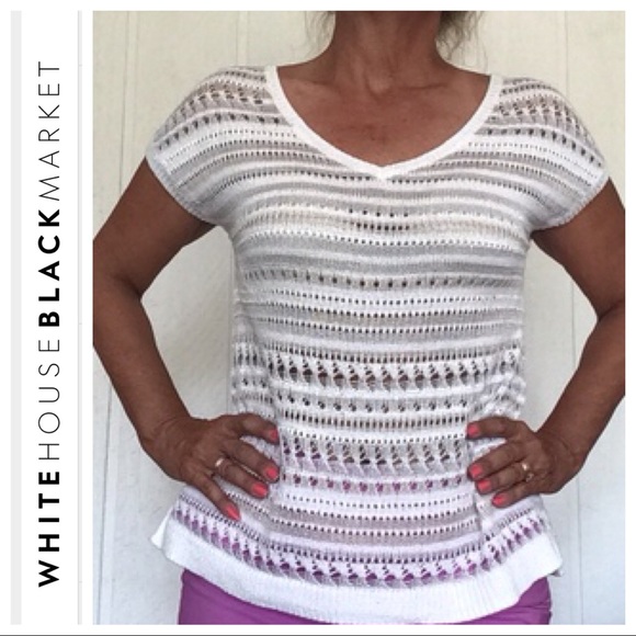 WHITE HOUSE BLACK MARKET CROCHET KNIT TOP SMALL - Picture 2 of 14